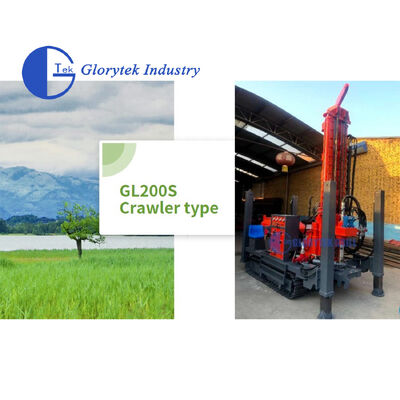 Полностью гидравлическая буровая установка для бурения скважин глубиной 200 м на гусеничном шасси